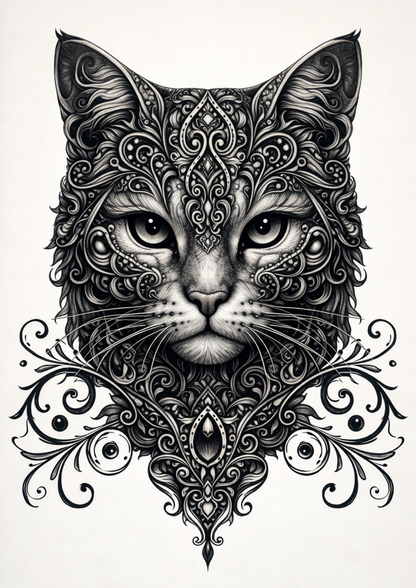 Rice Paper For Decoupage Gothic Cat Face Full  Cat. No.9149