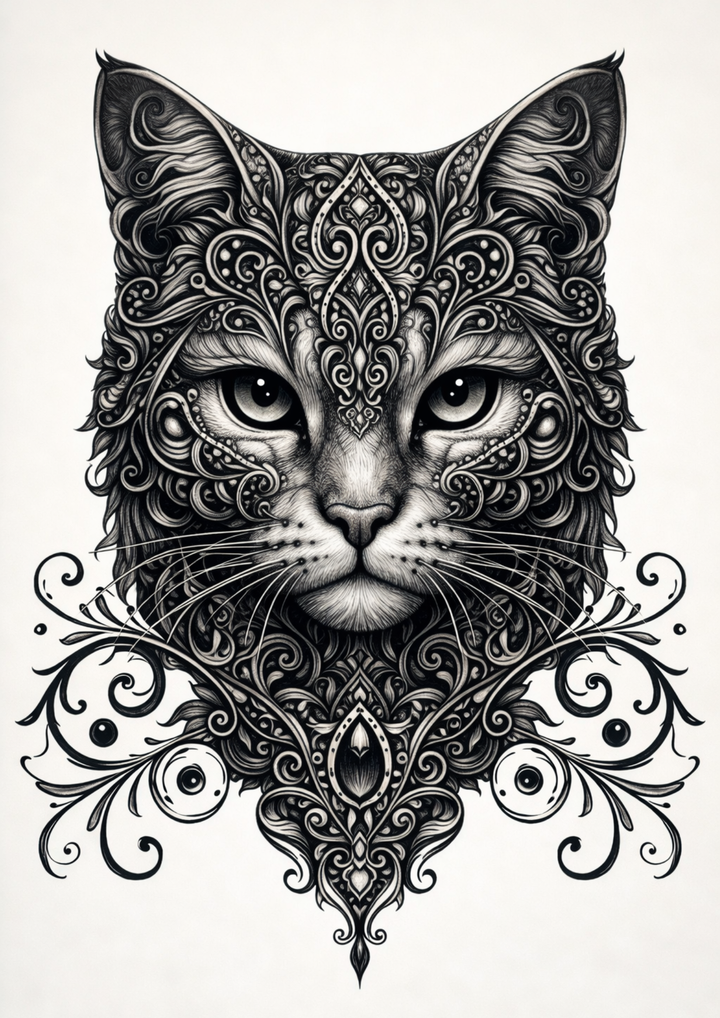 Rice Paper For Decoupage Gothic Cat Face Full  Cat. No.9149
