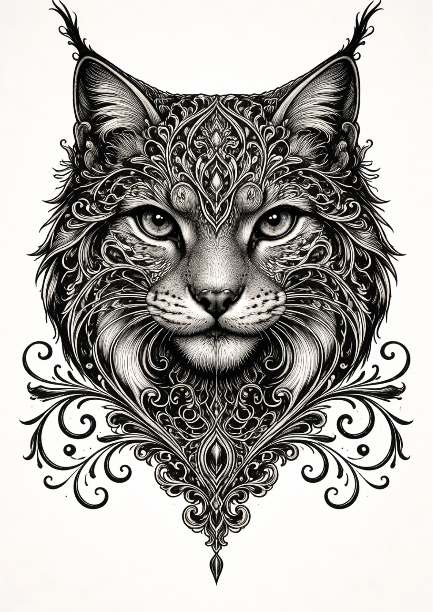 Rice Paper For Decoupage Gothic Lynx Face Full  Cat. No.9150