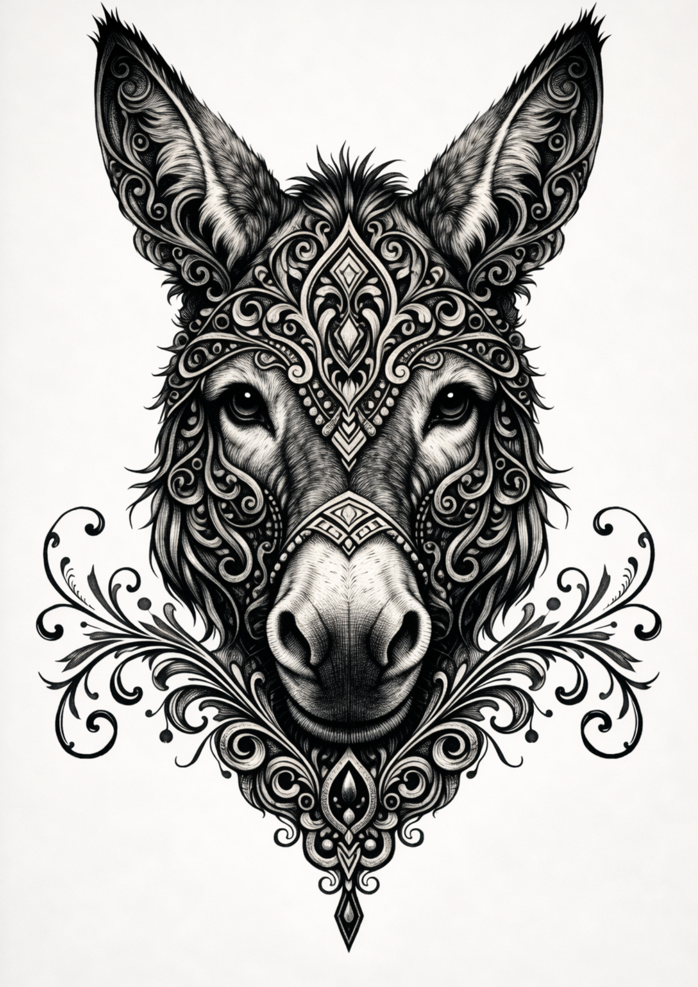 Rice Paper For Decoupage Gothic Donkey Face Full  Cat. No.9151
