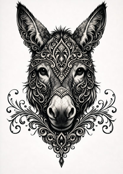 Rice Paper For Decoupage Gothic Donkey Face Full  Cat. No.9151