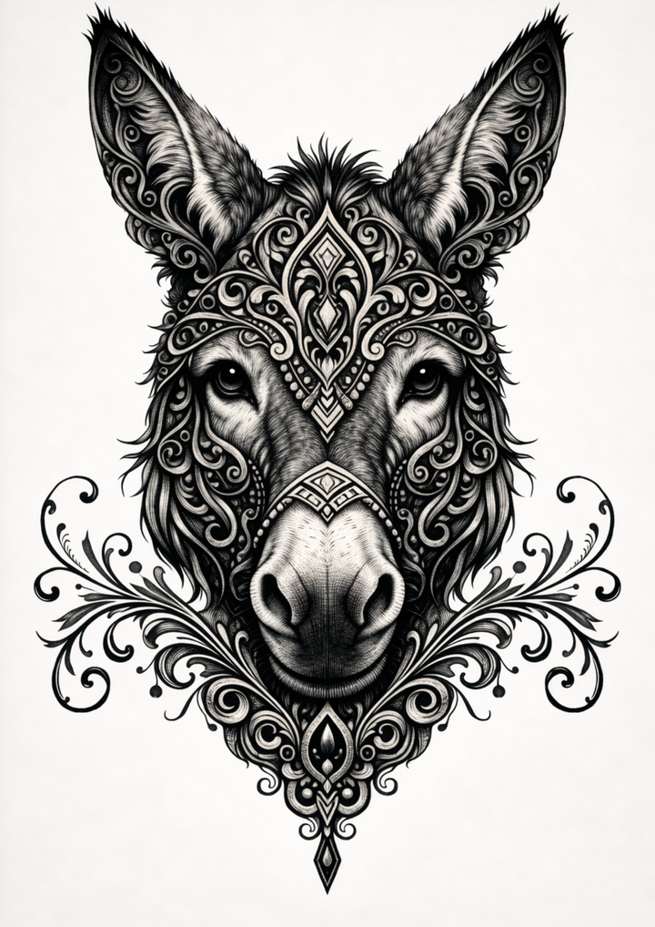 Rice Paper For Decoupage Gothic Donkey Face Full  Cat. No.9151