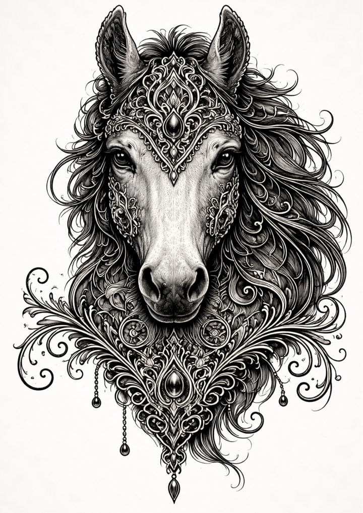 Rice Paper For Decoupage Gothic Horse Face Full  Cat. No.9153