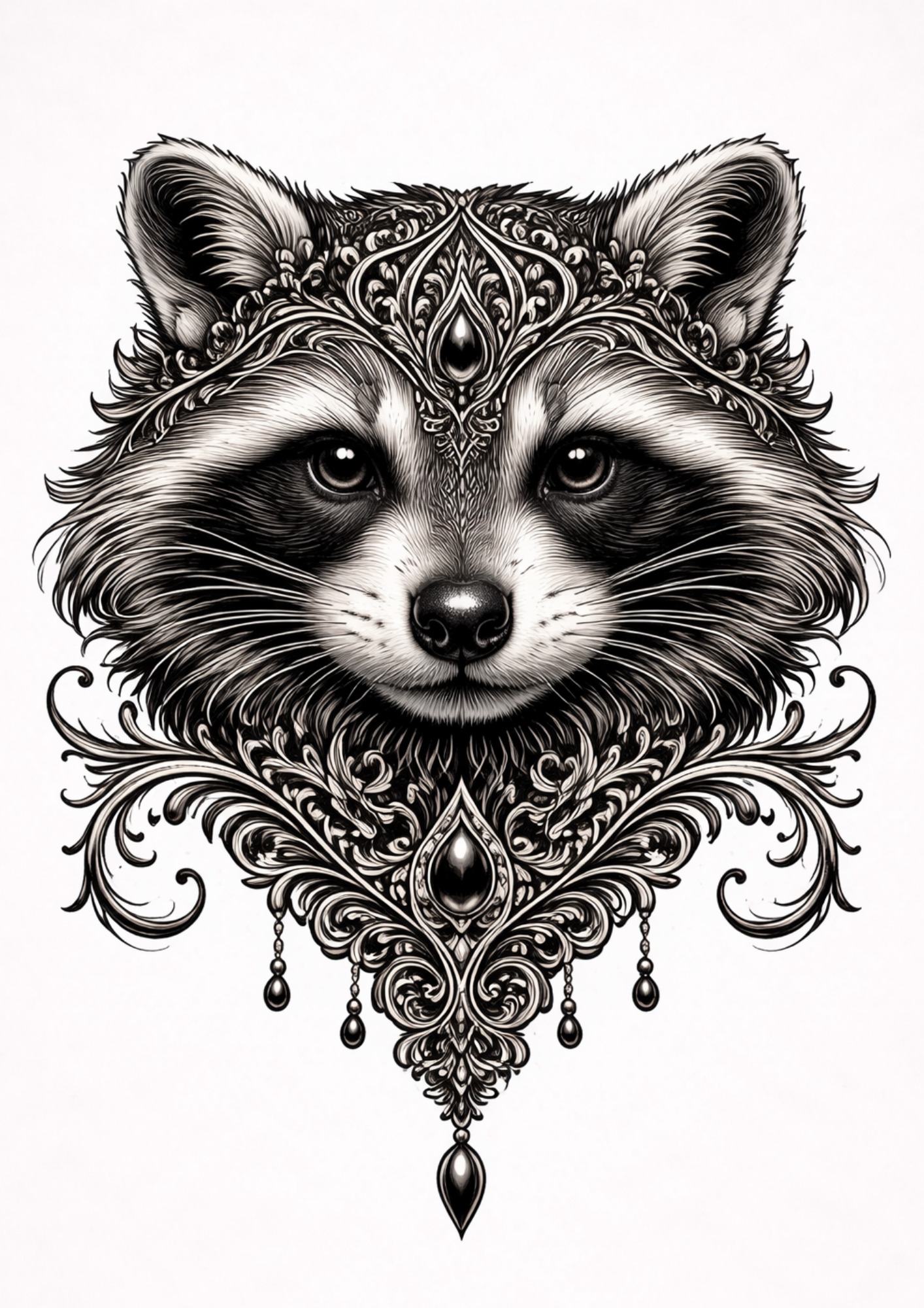 Rice Paper For Decoupage Gothic Raccoon Face Full  Cat. No.9155