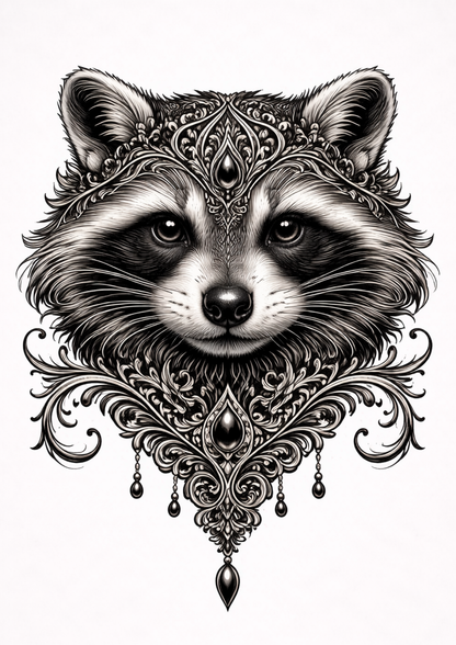 Rice Paper For Decoupage Gothic Raccoon Face Full  Cat. No.9155