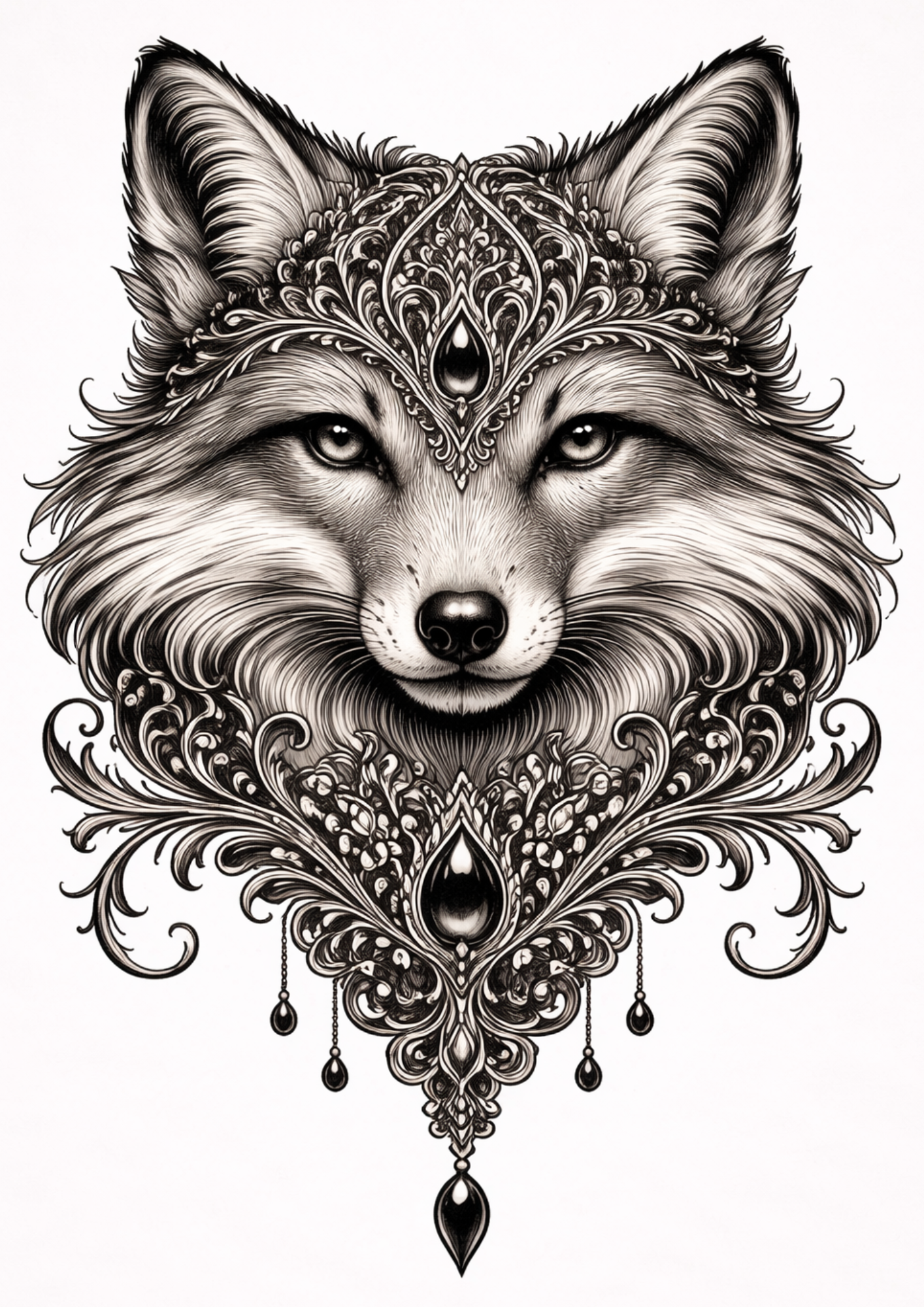 Rice Paper For Decoupage Gothic Fox Face Full  Cat. No.9156