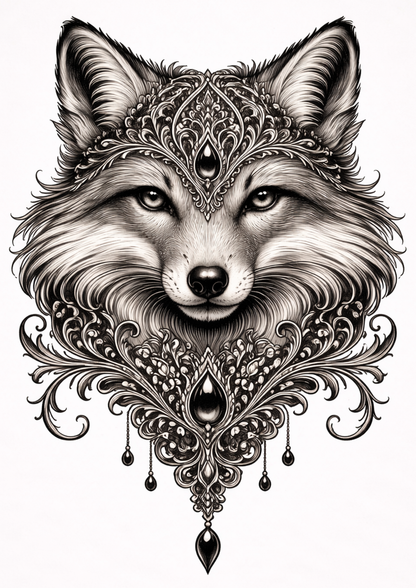 Rice Paper For Decoupage Gothic Fox Face Full  Cat. No.9156