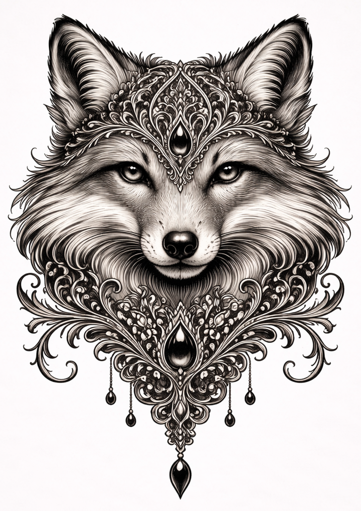 Rice Paper For Decoupage Gothic Fox Face Full  Cat. No.9156