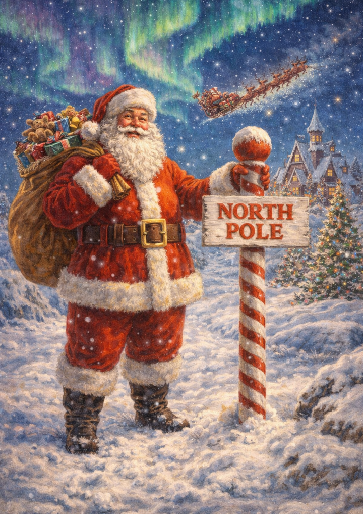 Rice Paper For Decoupage Santa on North Pole Full Cat. No.9179