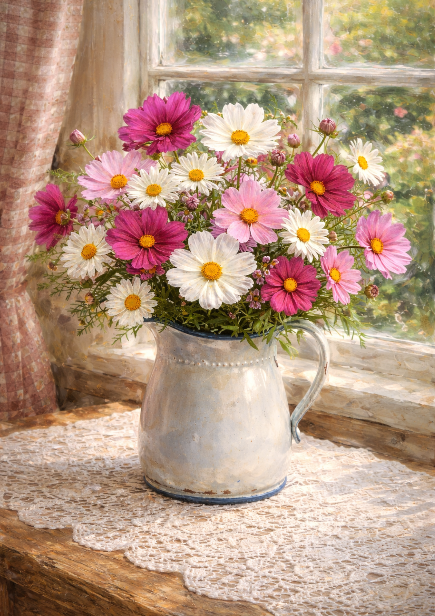 Rice Paper For Decoupage Bouquet of Cosmos Flowers  Full Cat. No.9184