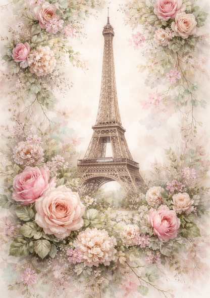 Rice Paper For Decoupage Eiffel Tower  in Shabby Chic Style Full Cat. No.9193