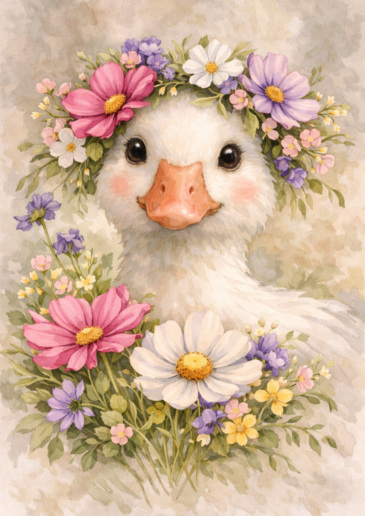 Rice Paper For Decoupage Cute Floral Goose in Shabby Chic Style Full Cat. No.9200