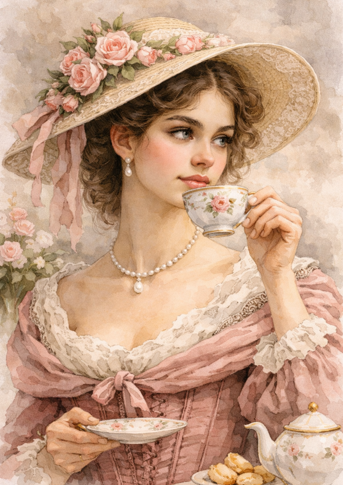 Rice Paper For Decoupage Victorian Woman Portrait Full Cat. No.9203