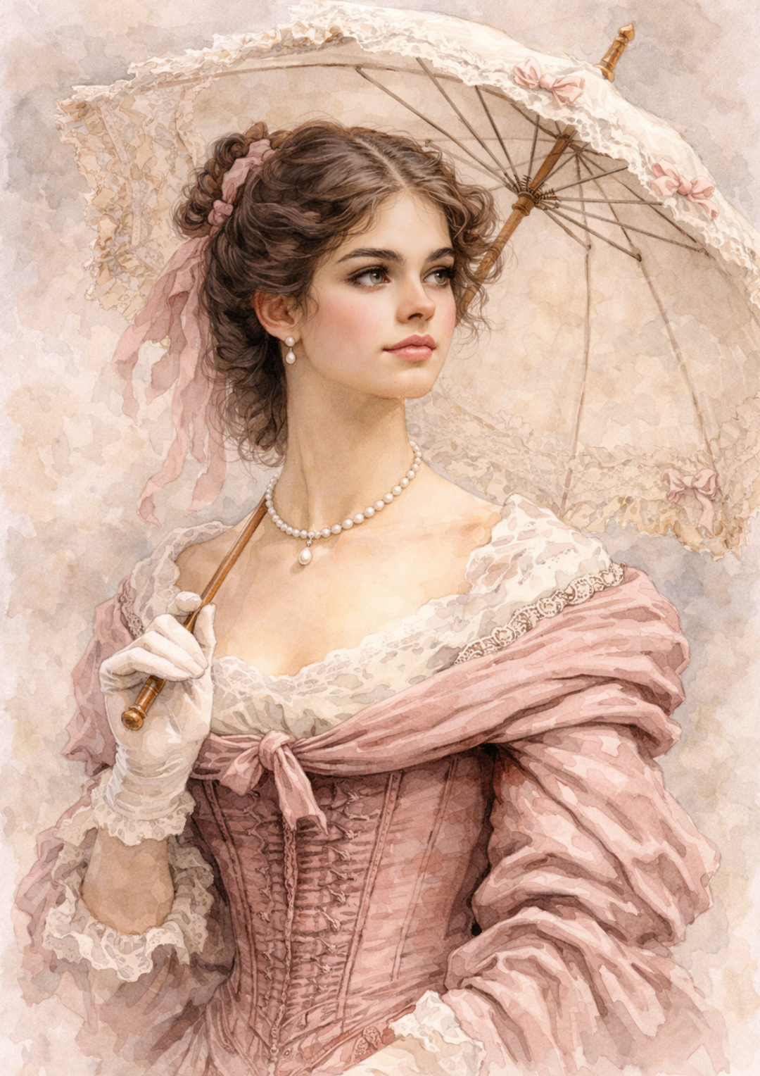 Rice Paper For Decoupage Victorian Woman with Umbrella Portrait Full Cat. No.9204