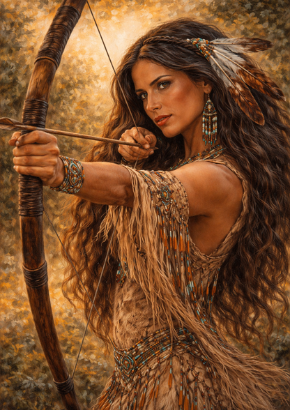 Rice Paper For Decoupage Native American Woman Archer Full Cat. No.9277