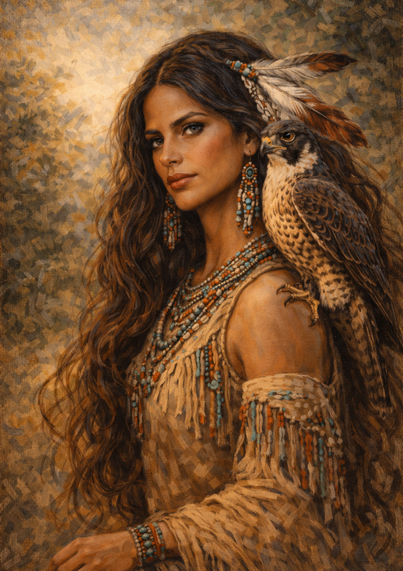 Rice Paper For Decoupage Native American Woman with Majestic Bird Full Cat. No.9214