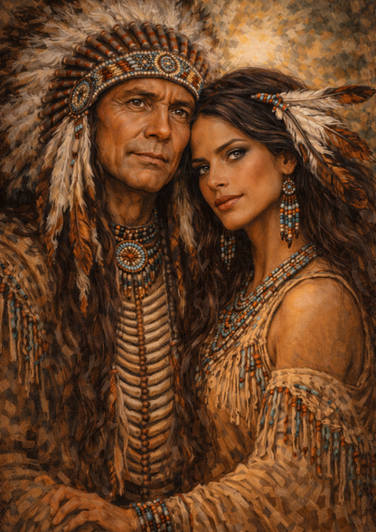 Rice Paper For Decoupage Native American Couple Full Cat. No.9215