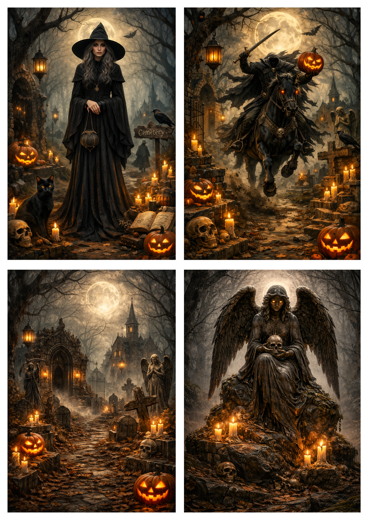 Rice Paper For Decoupage  Halloween Cemetery Scenes Full Cat. No.9226