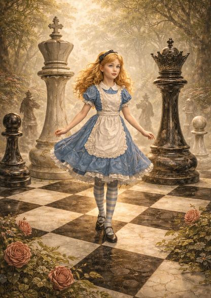 Rice Paper For Decoupage Alice on Chessboard Full Cat. No.9239