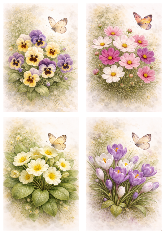 Rice Paper For Decoupage Spring Flowers Collage Cat. No.9247