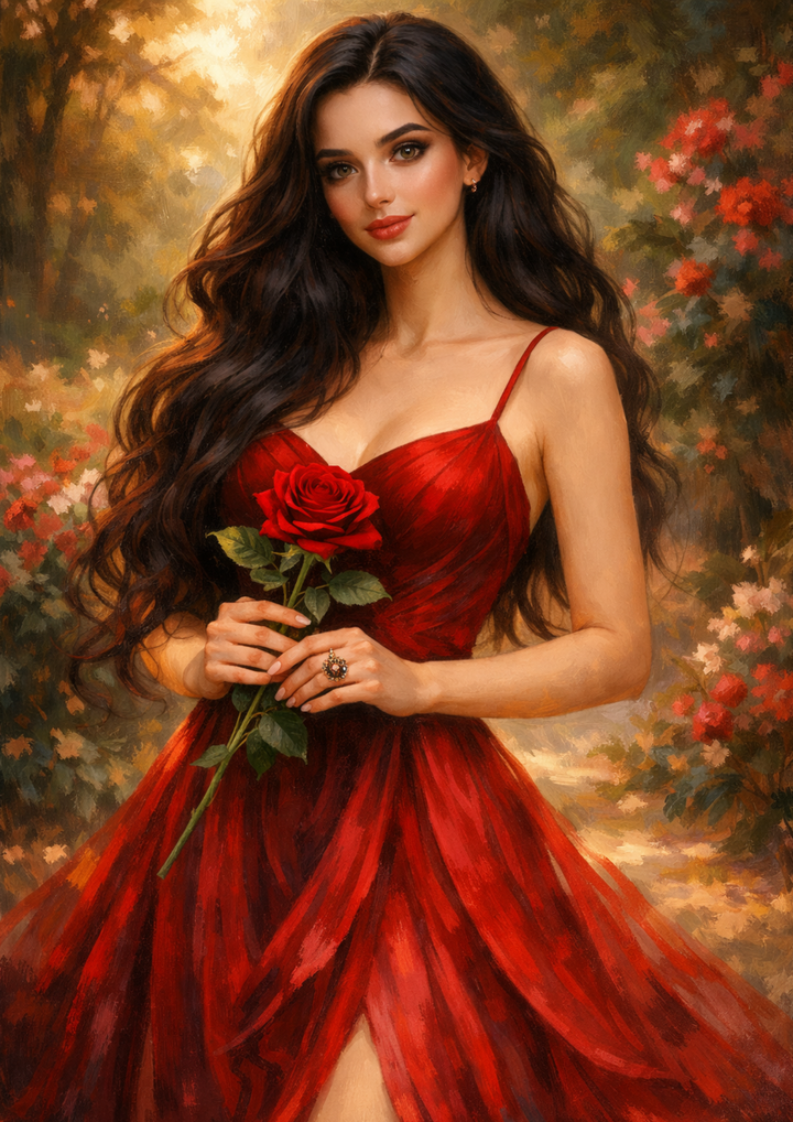 Rice Paper For Decoupage Woman in Red Dress Full Cat. No.9260