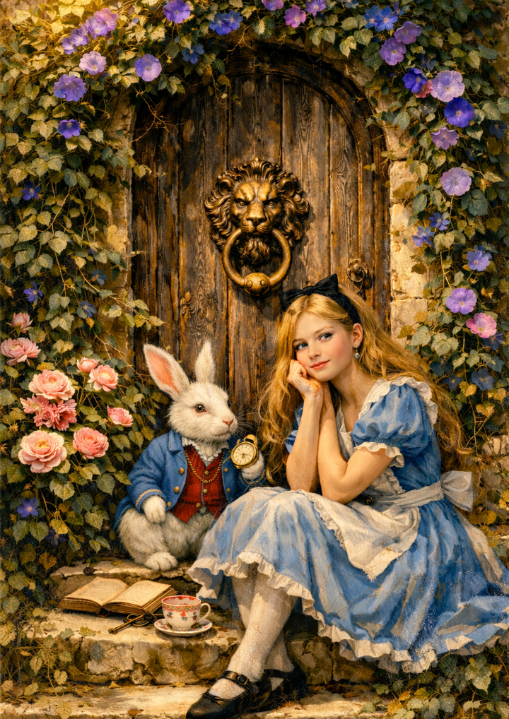 Rice Paper For Decoupage Alice &amp; White Rabbit  Full Cat. No.9269