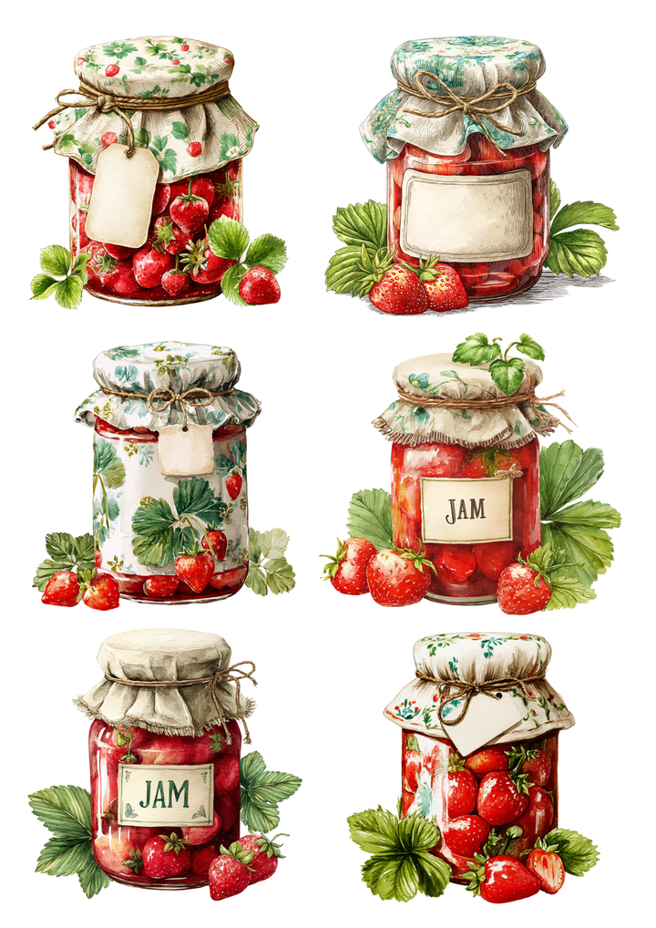 Rice Paper For Decoupage Strawberry Jam Collage Cat. No.9278
