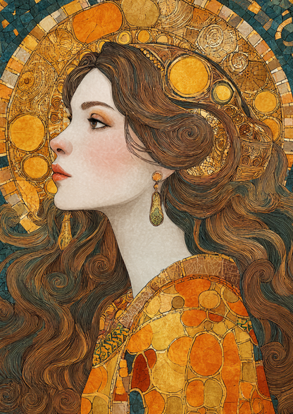 Rice Paper For Decoupage Woman Profile in Klimt Style Full  Cat. No.9319