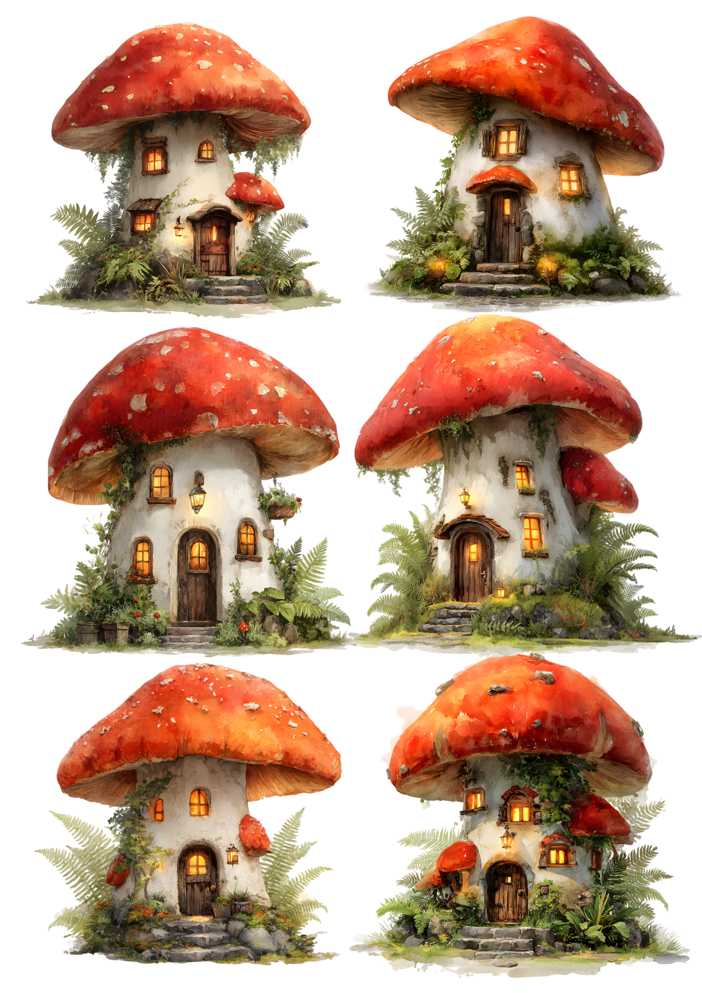 Rice Paper For Decoupage Fantasy Mushrooms Collage  Cat. No.9333