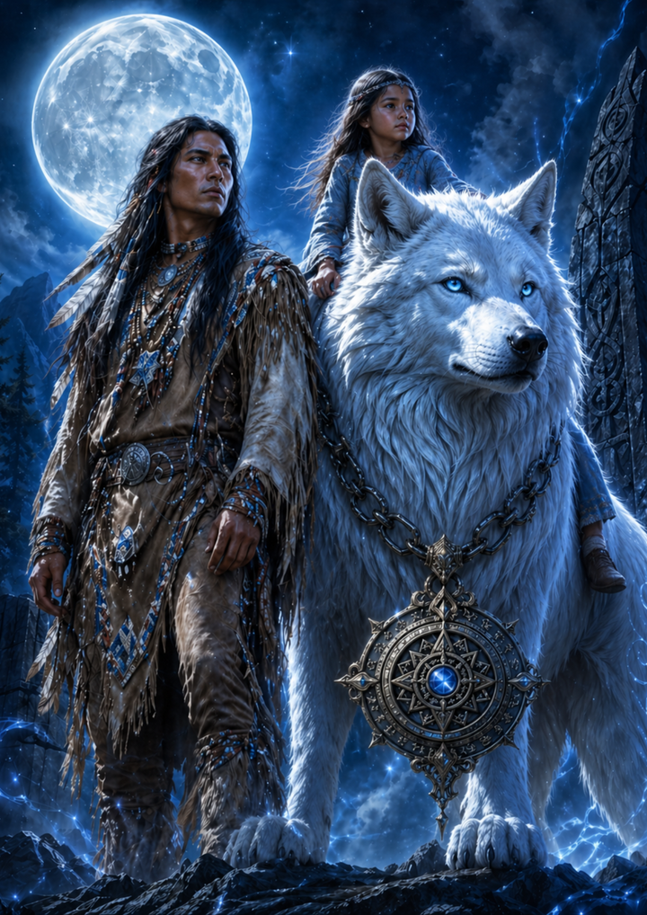 Rice Paper For Decoupage Wild Soul - Native Family &amp; Wolf  Full  Cat. No.9341