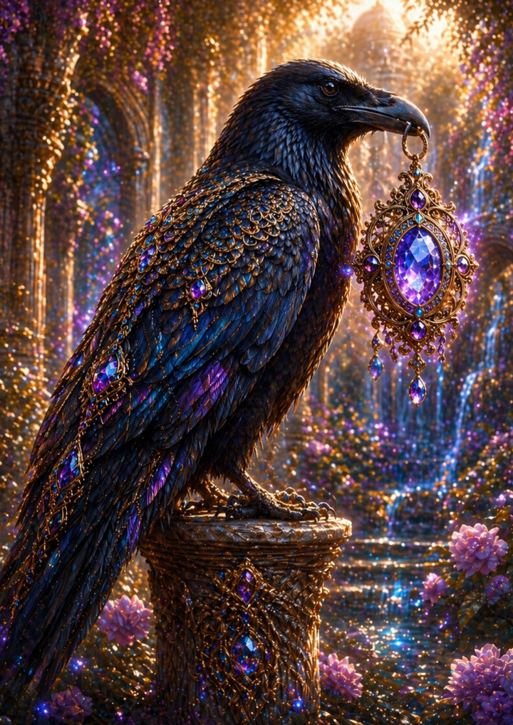 Rice Paper For Decoupage  Gothic Raven &amp; Talisman Full  Cat. No. 9356