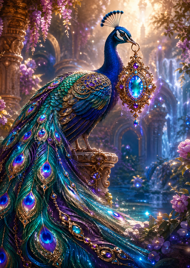 Rice Paper For Decoupage  Gothic Peacock &amp; Talisman Full  Cat. No. 9358