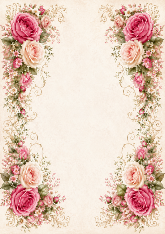 Rice Paper For Decoupage Roses Garlands Full  Cat. No. 9385