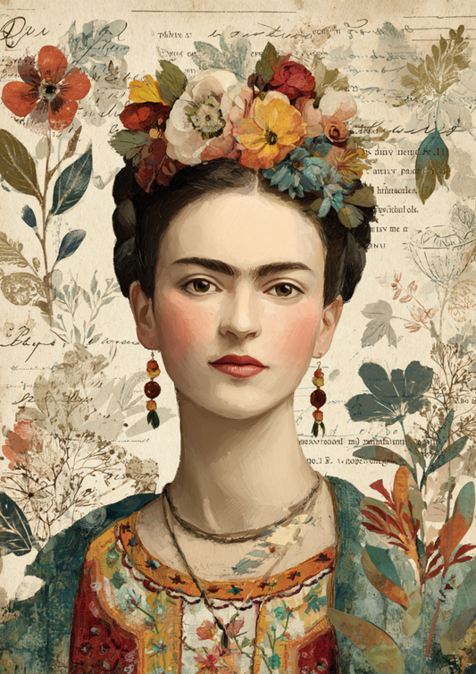 Rice Paper For Decoupage Artist Frida Cahlo Portrait Full  Cat. No. 9391