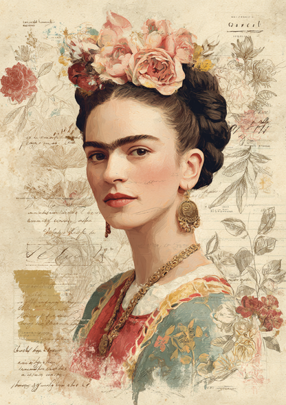 Rice Paper For Decoupage  Frida Cahlo Portrait Full  Cat. No. 9394