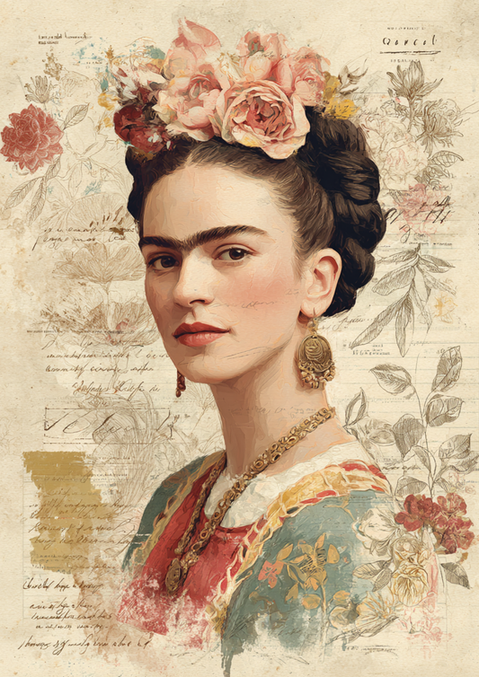 Rice Paper For Decoupage  Frida Cahlo Portrait Full  Cat. No. 9394