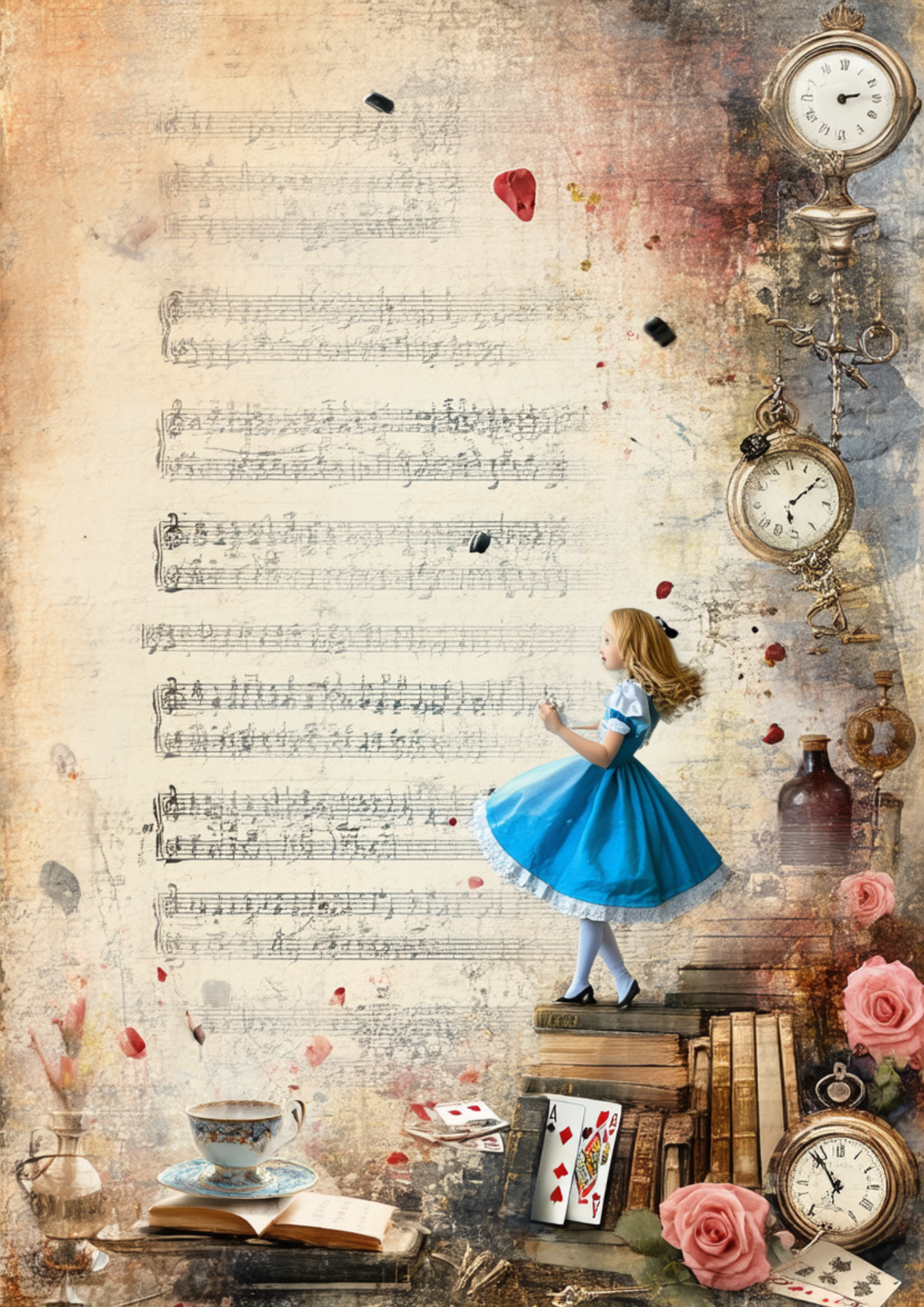 Rice Paper For Decoupage Alice in Wonderland Scene Full  Cat. No. 9404