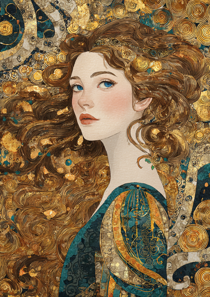 Rice Paper For Decoupage  Woman Portrait  in Klimt Style Full  Cat. No. 9414