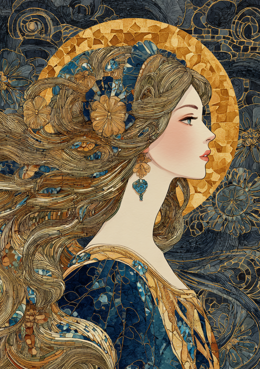 Rice Paper For Decoupage  Woman Portrait  in Klimt Style Full  Cat. No. 9415