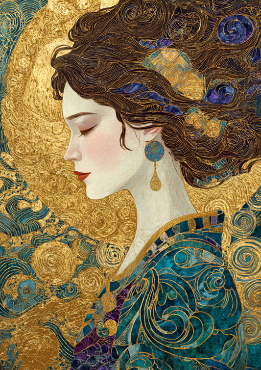 Rice Paper For Decoupage  Woman Portrait  in Klimt Style Full  Cat. No. 9416