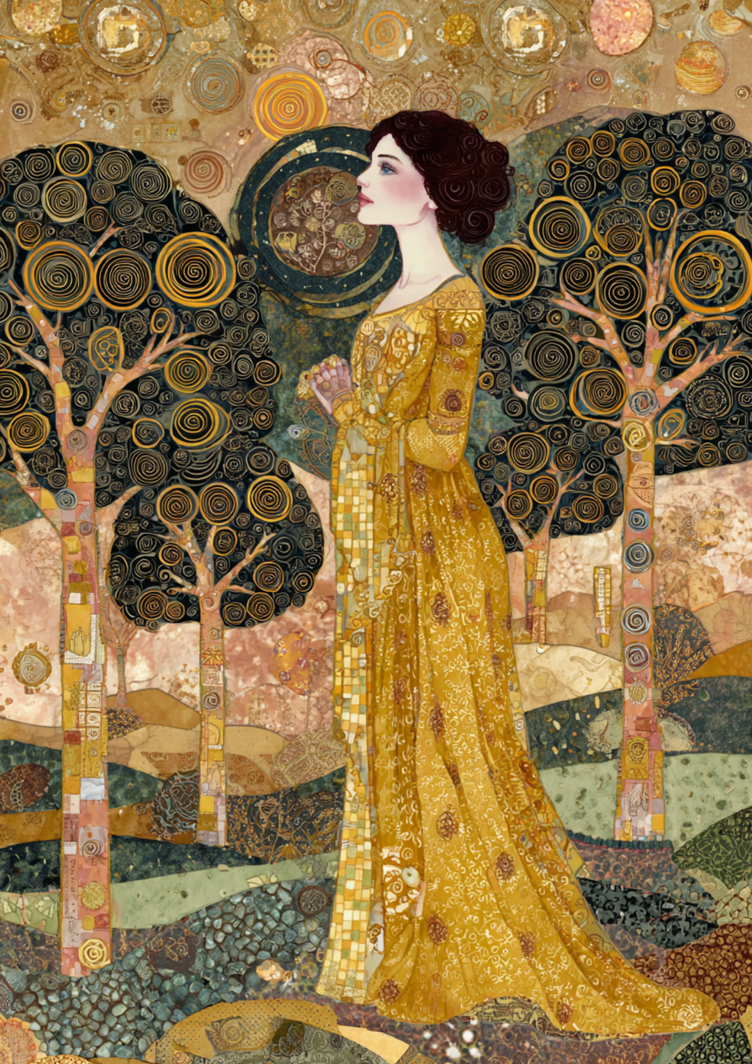 Rice Paper For Decoupage  Woman in Klimt Style Full  Cat. No. 9417