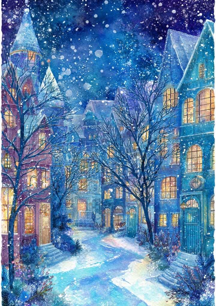 Rice Paper For Decoupage  Winter Village  Full  Cat. No. 9419