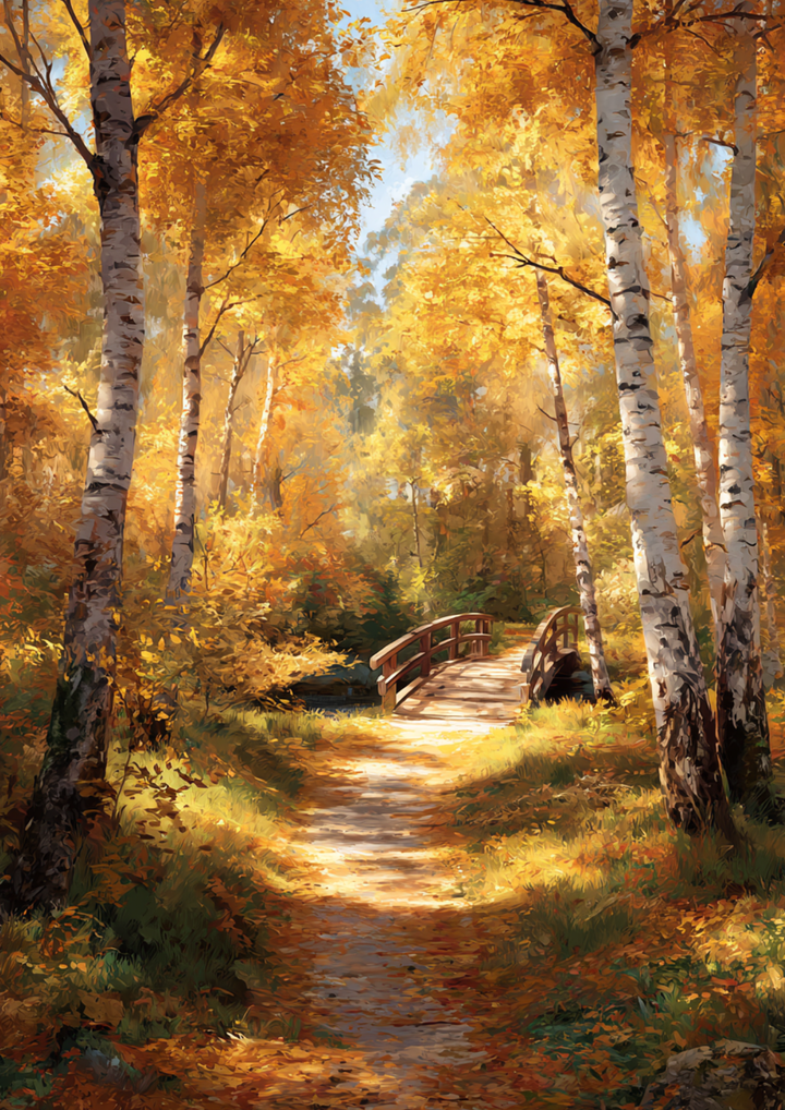 Rice Paper For Decoupage Autumn Forest Path Full  Cat. No. 9425