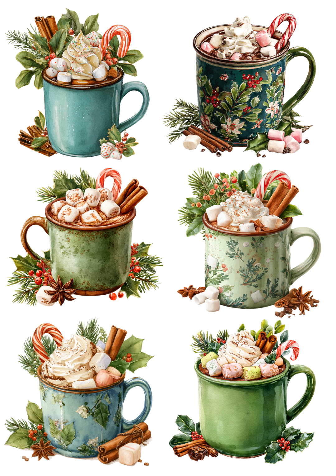 Rice Paper For Decoupage Christmas Hot Cocoa Mug Collage  Cat. No. 9427
