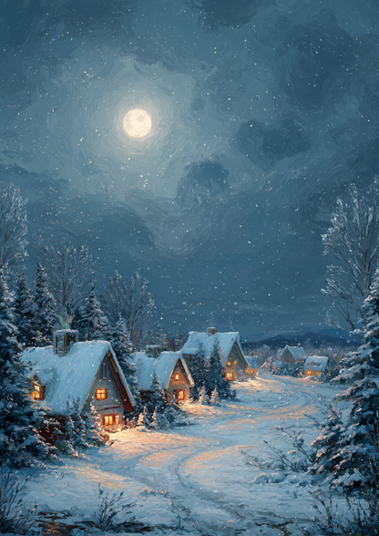 Rice Paper For Decoupage Winter Village  Cat. No. 9431