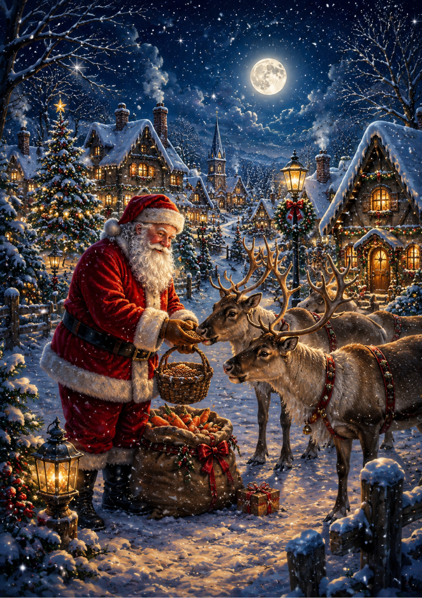 Rice Paper For Decoupage Santa's Visit in Village Full Cat. No. 9433