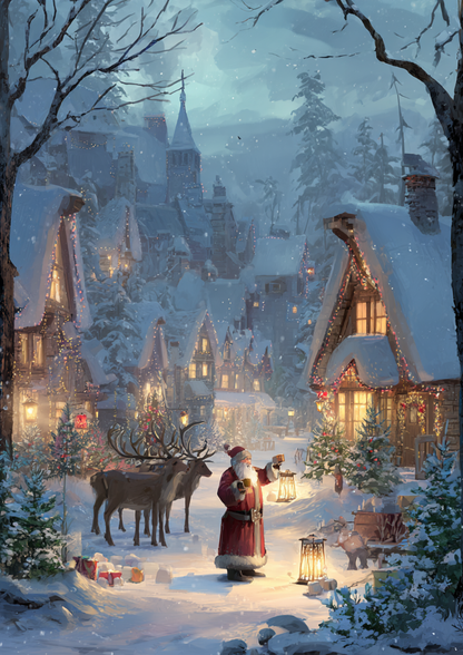 Rice Paper For Decoupage Santa's Visit in Village Full Cat. No. 9434