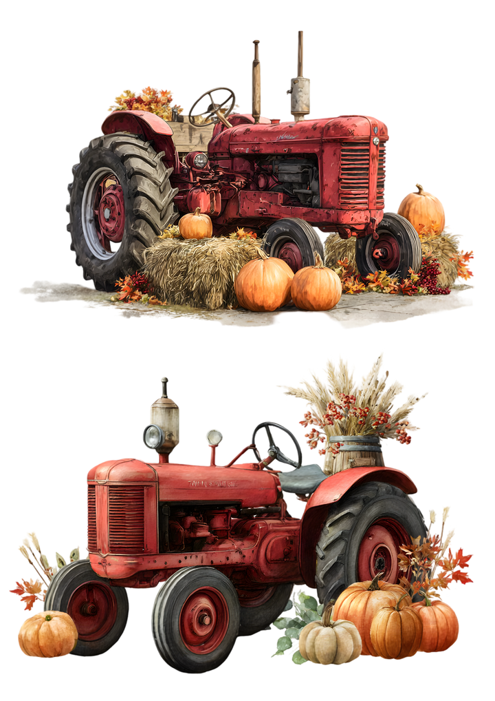 Rice Paper For Decoupage  Halloween Tractor &amp; Pumpkins Collage Cat. No. 9440