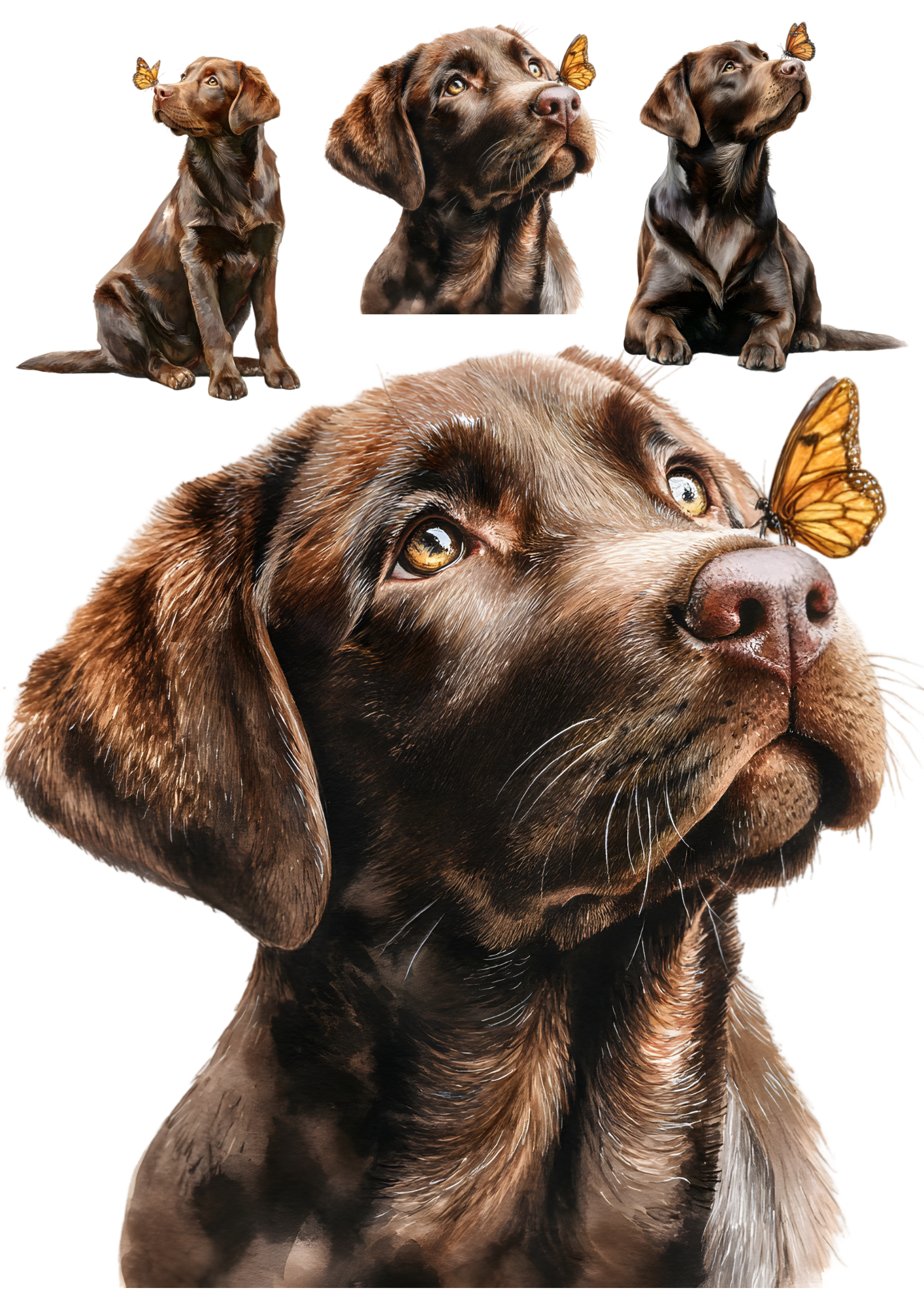 Rice Paper For Decoupage  Cute Labrador Retriever & Butterfly Collage Cat. No. 9447
