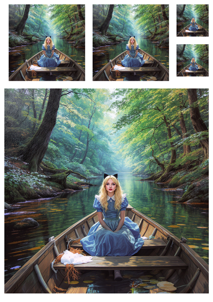 Rice Paper For Decoupage  Alice in the Boat  Collage Cat. No. 9449